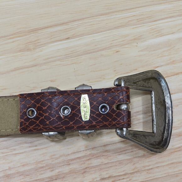 State of The Art Women's Size 12 Brown Faux Snake Skin Belt Western Boho Buckle - Picture 8 of 16